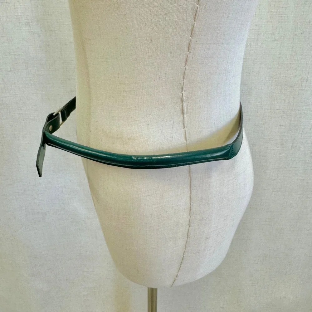 Vintage Ralph Lauren Emerald Green Tubular Leather‎ Rolled Skinny Belt Size 30